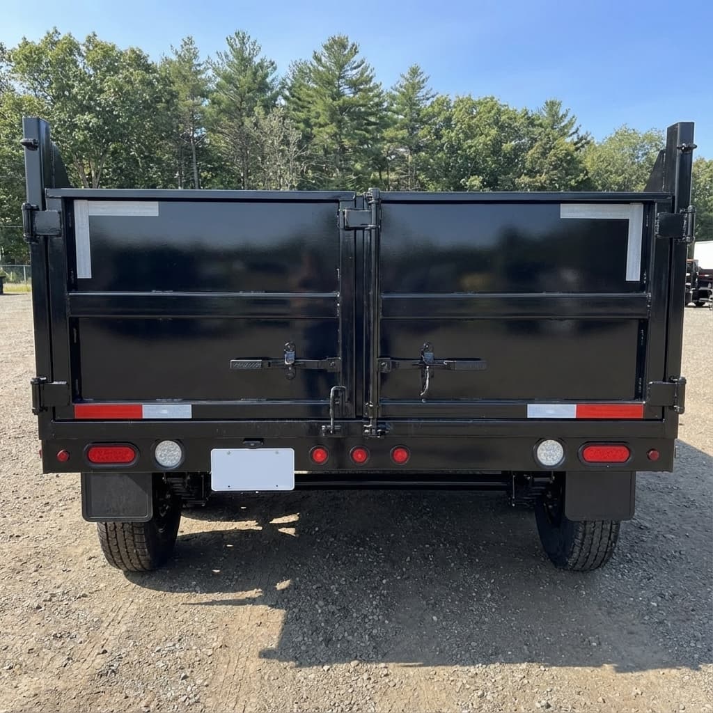 Rear view of the trailer with ramps